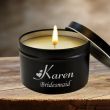 Bridesmaid Gift Scented Candle in Engraved Black Tin