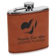Six ounce stainless steel flask with rawhide leatherette