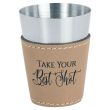 Leatherette wrapped shot glass