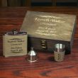 Hip Flask, Shot Glass, Funnel and Awesome Wood Box