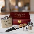 Groomsmen Gift Set with Flask, Funnel, Shot Glass and Folder