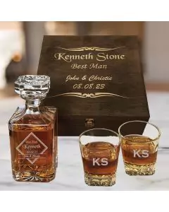 Decanter and two rocks glasses box set