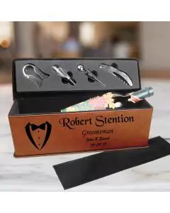 Engraved Groomsmen Gift Wine Box And Tool Set