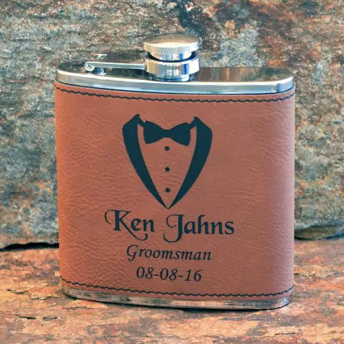 Rawhide Leatherette Groomsmen Gift Flask