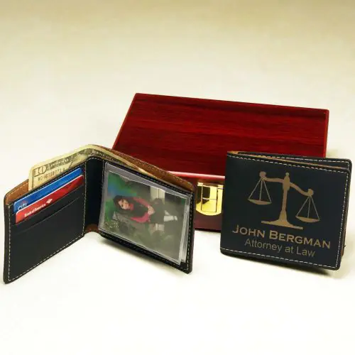 Black Wallet with Gold Engraving