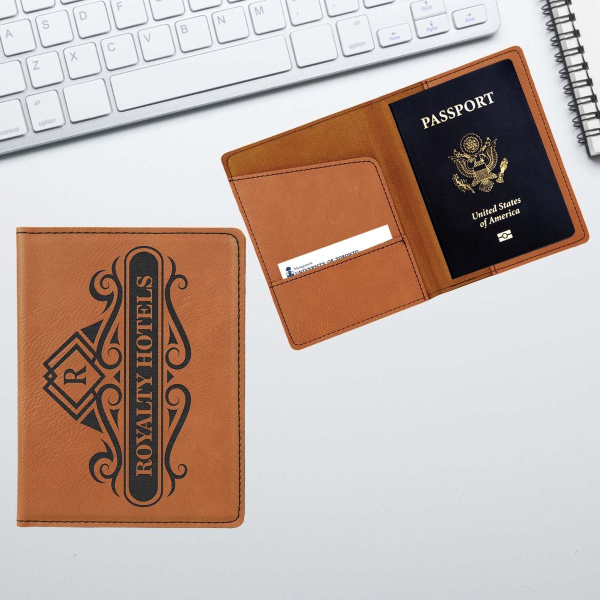 Personalized Passport Wallet In Rawhide Leatherette
