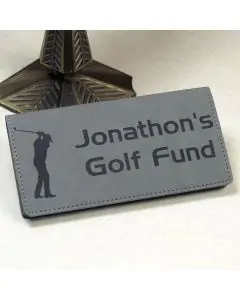 Personalized Checkbook Cover in Gray Leatherette