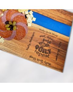 Acacia Wood and Blue Pearl Resin Charcuterie Board