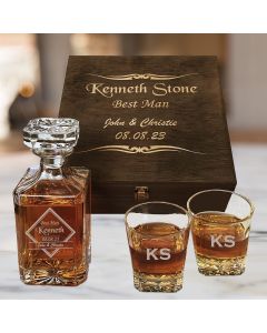 Decanter and two rocks glasses box set