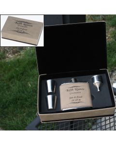 Leatherette Flask Gift Set