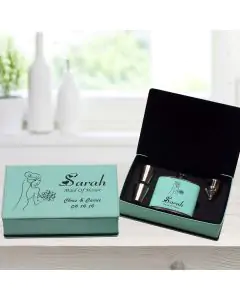Bridesmaid Flask Set in Teal