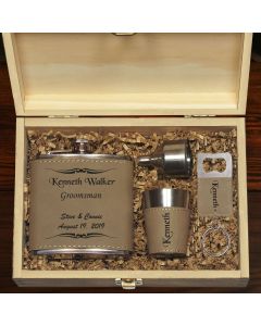 Mustang Personalized Flask And Keychain Groomsmen Gift Set