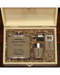 Mustang Personalized Flask And Keychain Groomsmen Gift Set