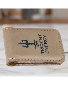 Personalized Money Clip In Tan Leatherette