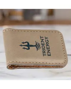 Personalized Money Clip In Tan Leatherette