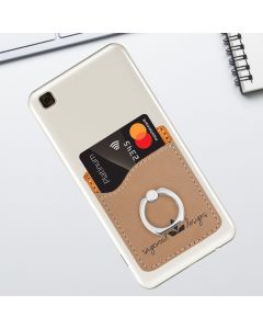 Tan Leatherette Phone Wallet With Ring