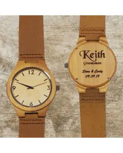 Genuine Bamboo Wood and Leather Band Watch