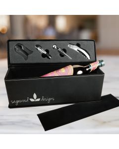 Black Leatherette Wine Box With Metallic Silver Engraving