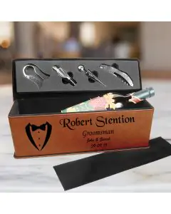 Engraved Groomsmen Gift Wine Box And Tool Set