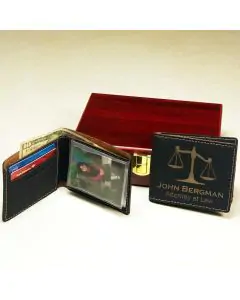 Black Wallet with Gold Engraving