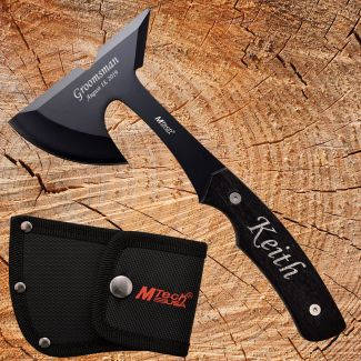 Personalized Groomsmen Gift Hand Axe with Black Handle