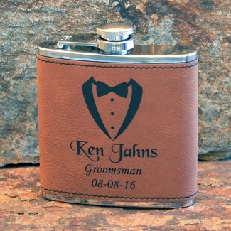 Rawhide Leatherette Groomsmen Gift Flask