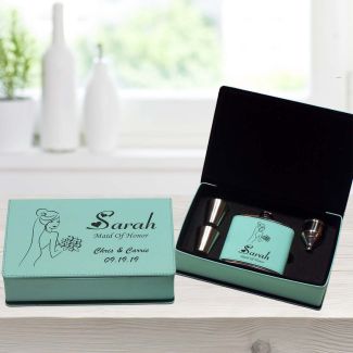 Bridesmaid Flask Set in Teal