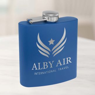 Personalized Flask Royal Blue Powder Coat