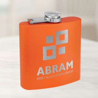 Engraved Flask in Orange Powder Coat