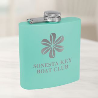 Personalized Flask In Teal Powder Coat