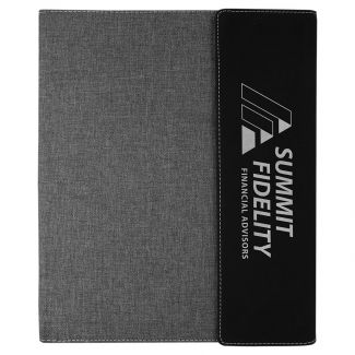 Gray Canvas Portfolio With Black Leatherette Magnetic Close Flap