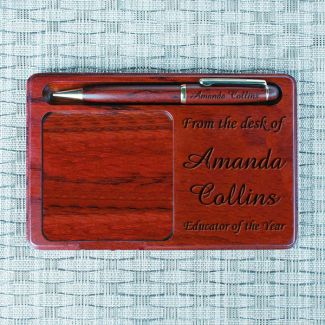 Rosewood Memo Pad Holder w/Rosewood Pen