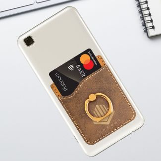 Rustic Phone Wallet With Finger Ring Stand