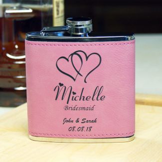 Pink Leatherette Bridesmaid Flask