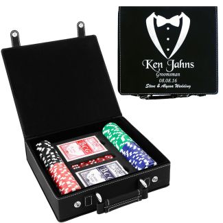 Black Groomsmen Gift Poker Set