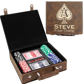 Rustic Leatherette Poker Set