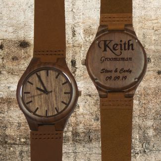 Walnut Wood Watch With Leather Band