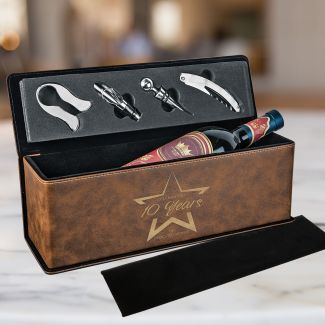 Rustic Leatherette Wine Box Set