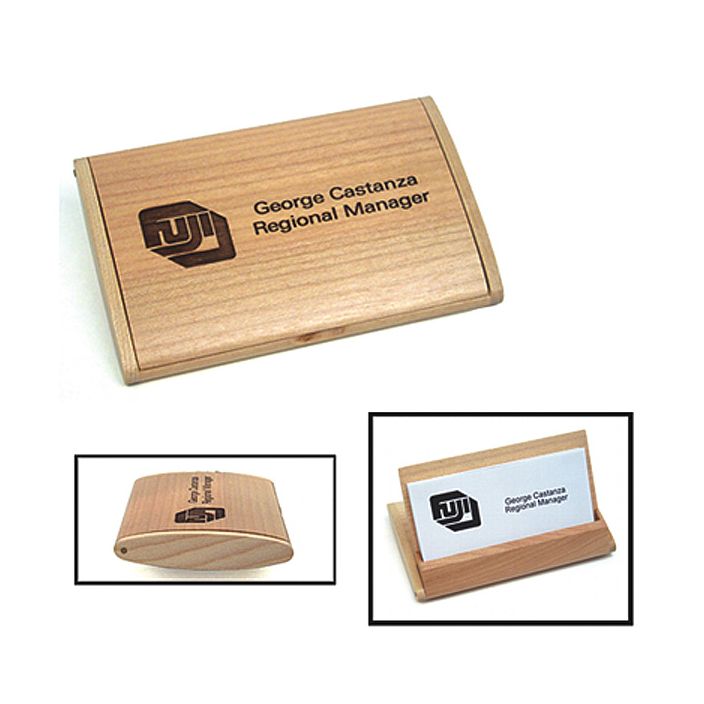 Arched Maple Folding Business Card Holder