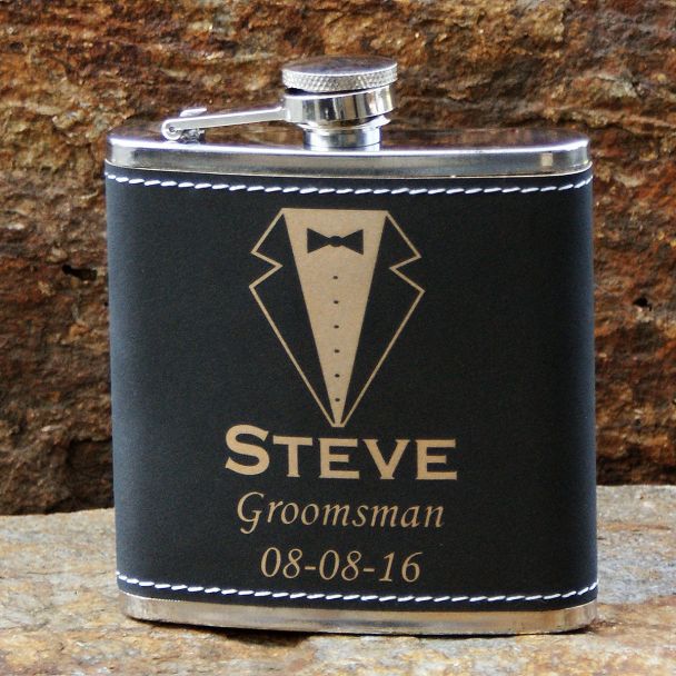 Light Black Flask with Gold Engraving