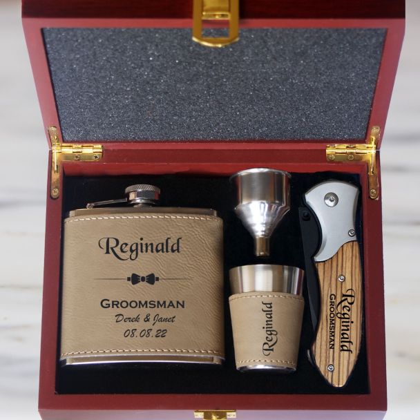 Mustang Groomsmen Gift Set Flask Set