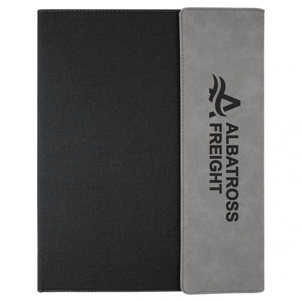 Black Canvas Portfolio With Personalized Gray Flap