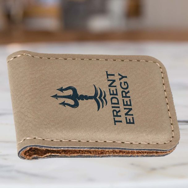 Personalized Money Clip In Tan Leatherette