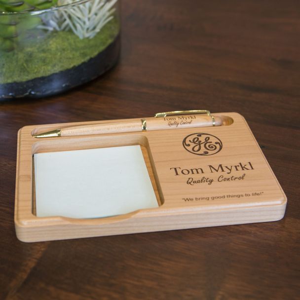 Memo Pad and Pen Holder Personalized Desk Item