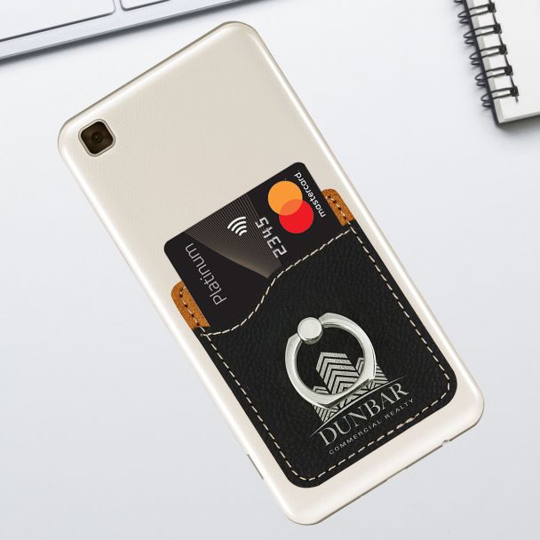 Black Leatherette Phone Ring Wallet