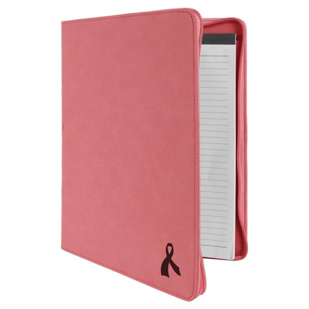 Zippered Portfolio In Pink Leatherette