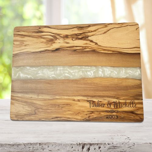 Personalized Olive Wood And Resin Serving And Cutting Board