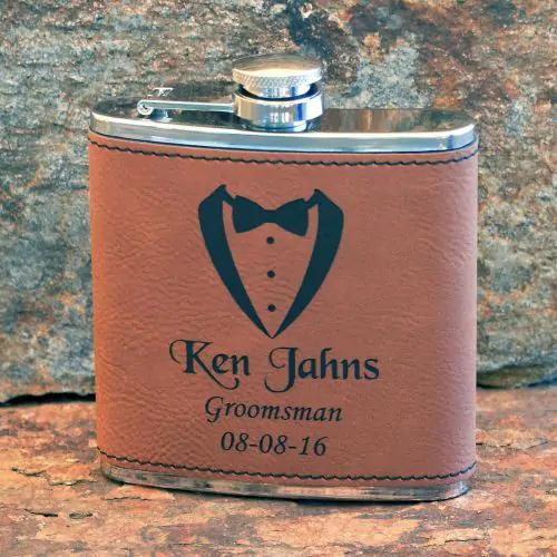 Rawhide Leatherette Groomsmen Gift Flask