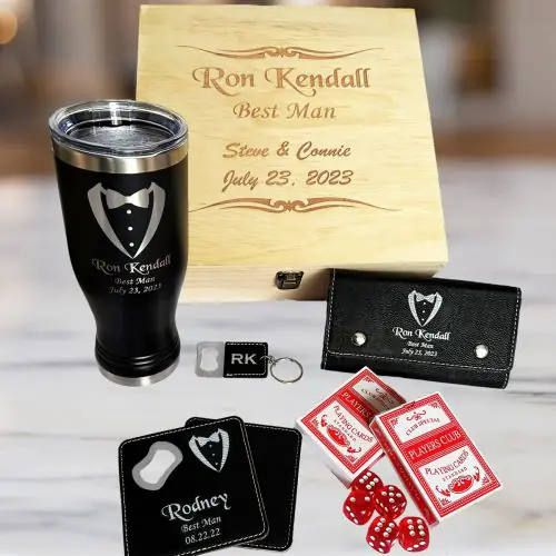 Groomsman Gift Boxed Engraved Beer Mug & Bottle Opener