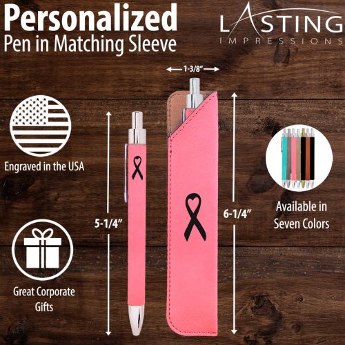 Personalized Ballpoint Pen And Pouch In Choice Of Leatherette Color